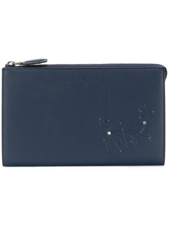 Salvatore Ferragamo Embossed Animal Clutch - Blue
