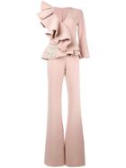 Loulou Ruffled Front Jumpsuit - Nude & Neutrals