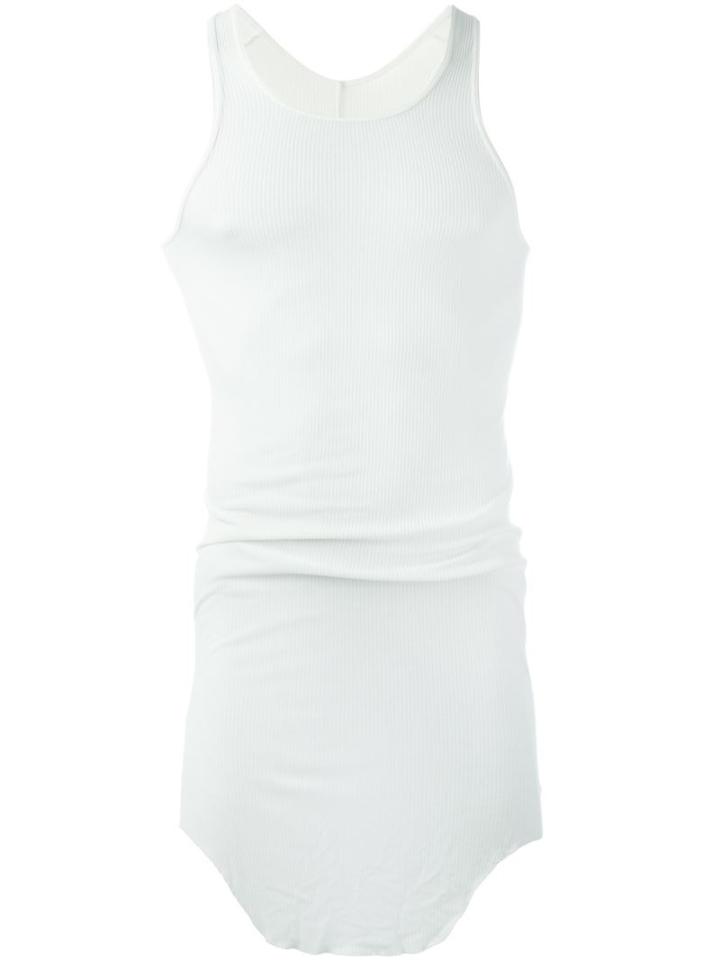 Rick Owens Curved Hem Tank Top, Men's, Size: M, White, Viscose/silk