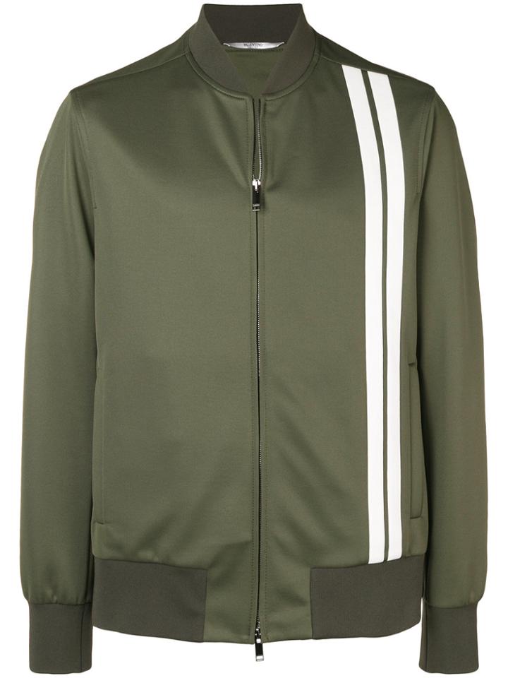 Valentino Side Stripe Sports Bomber - Green