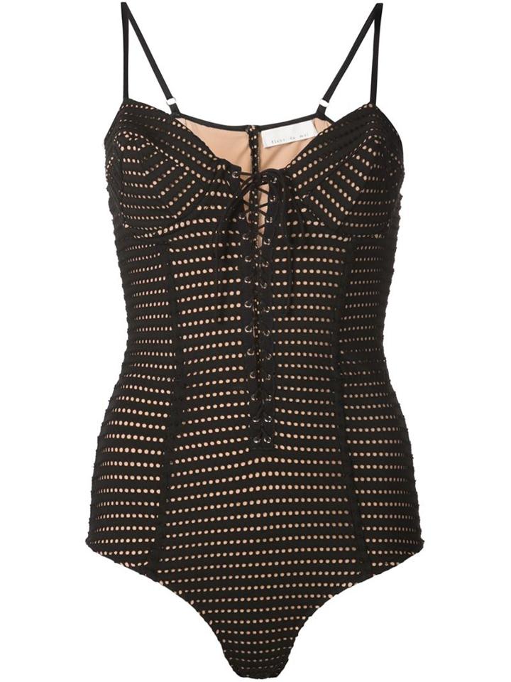 Fleur Du Mal 'lace Bullet' Swimsuit, Women's, Size: Xs, Black, Polyamide/spandex/elastane