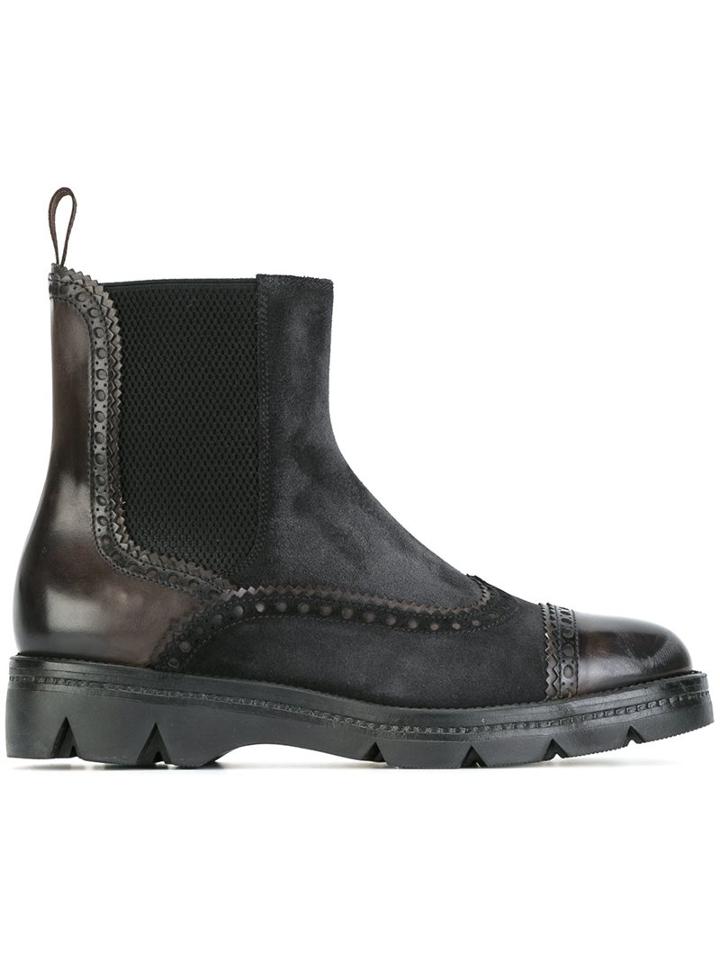 Santoni Brogue Chelsea Boots