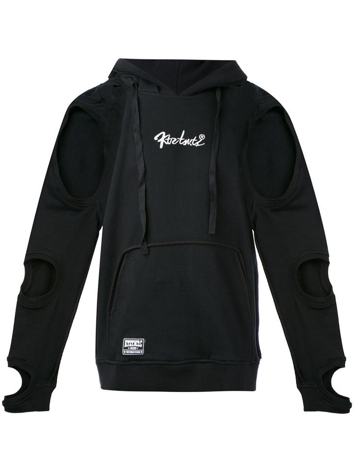 Ktz - Cut-detail Hooded Sweatshirt - Men - Cotton - S, Black, Cotton