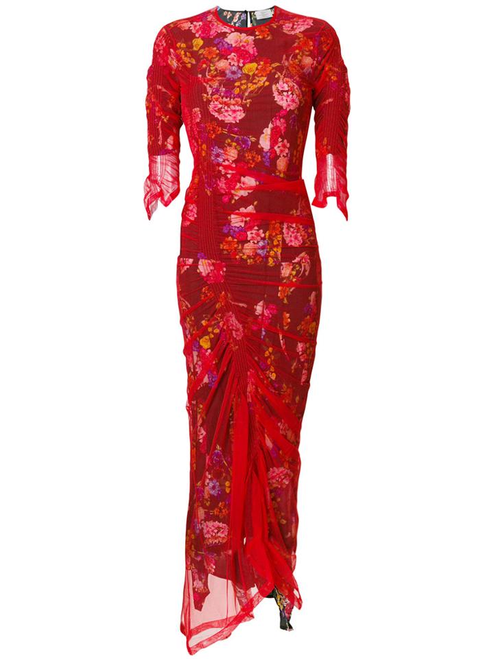 Preen By Thornton Bregazzi Agnes Floral Tulle Dress - Red