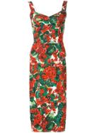 Dolce & Gabbana Portofino Print Cady Bustier Dress - Red
