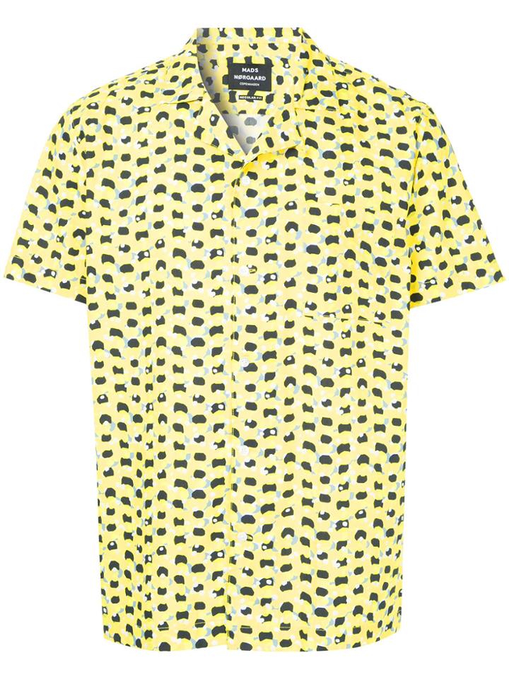 Mads N0rgaard Geometric Print Short Sleeve Shirt - Yellow & Orange