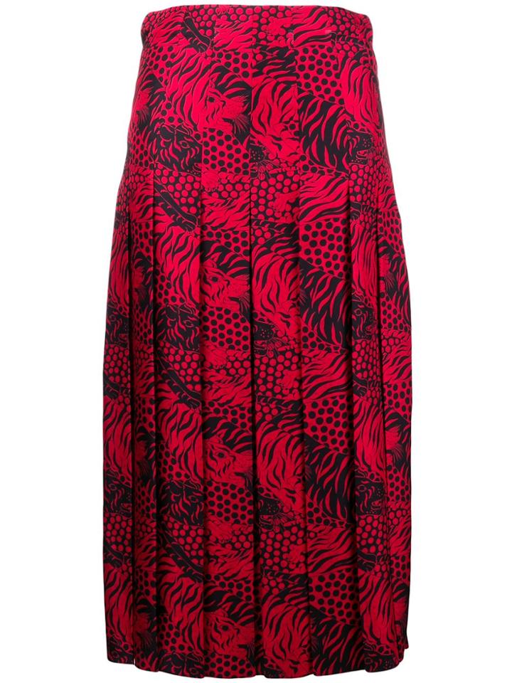 Gucci Tiger Print Midi Skirt - Red