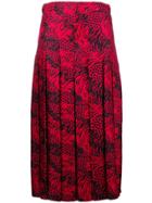 Gucci Tiger Print Midi Skirt - Red