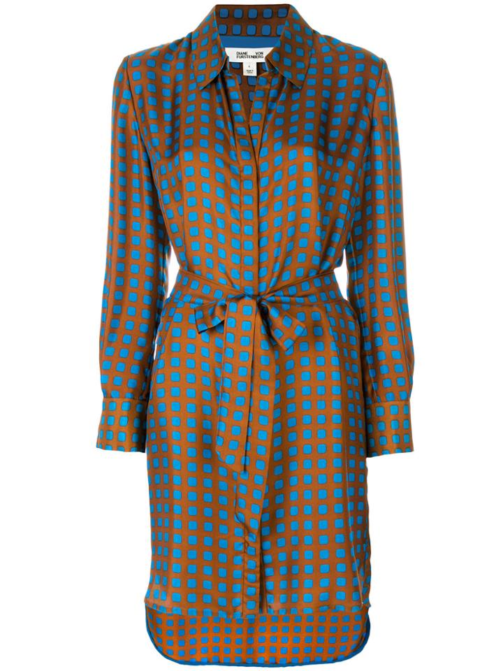 Dvf Diane Von Furstenberg Geometric Print Shirt Dress - Brown
