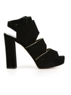 Stuart Weitzman Slits Sandals, Women's, Size: 40, Black, Suede/leather