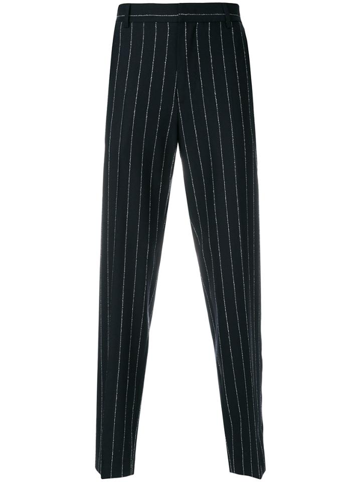 Maison Flaneur Pinstripe Trousers - Blue
