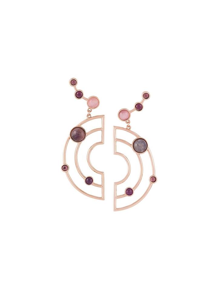 Eshvi Astro Earrings, Women's, Pink/purple, Rose Gold Plated Brass/amethyst