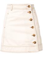 Ganni Side Button Skirt - White