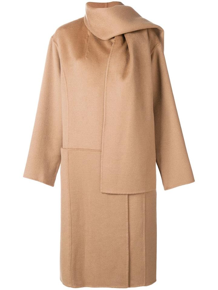 Paule Ka Shawl Detail Oversized Coat - Nude & Neutrals