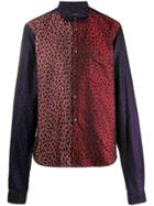 Comme Des Garçons Homme Plus Colour Block Leopard-print Satin Shirt -