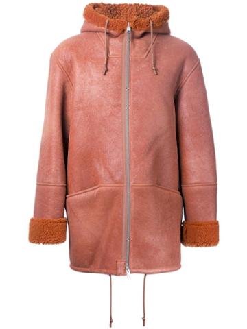 Yeezy Zipped Hooded Jacket, Men's, Size: Medium, Brown, Lamb Skin/sheep Skin/shearling