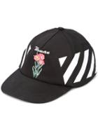 Off-white Diag Othello Flower Baseball Cap, Women's, Black, Acetate/cotton