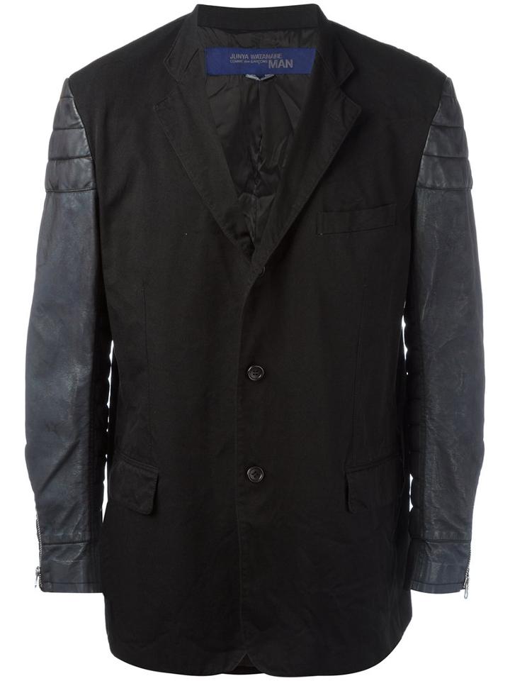 Junya Watanabe Comme Des Garçons Man Paneled Blazer, Men's, Size: Medium, Black, Cotton/polyester/polyurethane Resin