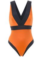 Brigitte Panelled Swimsuit - Yellow & Orange