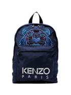 Kenzo Blue Tiger Logo Embroidered Backpack