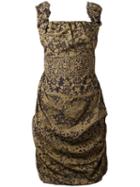Vivienne Westwood - Lace Print Ruffled Shoulder Dress - Women - Silk/viscose - 44, Brown, Silk/viscose
