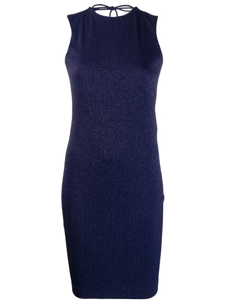 Fisico Lurex Fitted Dress - Blue