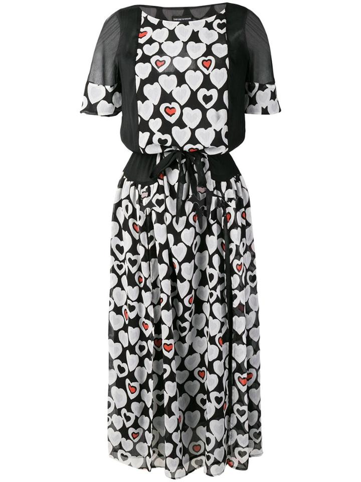 Emporio Armani Hearts Print Dress - Black