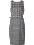 Carolina Herrera 'thee-hole Prince Wales Combo' Dress, Women's, Size: 14, Black, Polyester/wool/polyacrylic