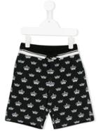 Dolce & Gabbana Kids Crown Print Shorts, Boy's, Size: 6 Yrs, Black