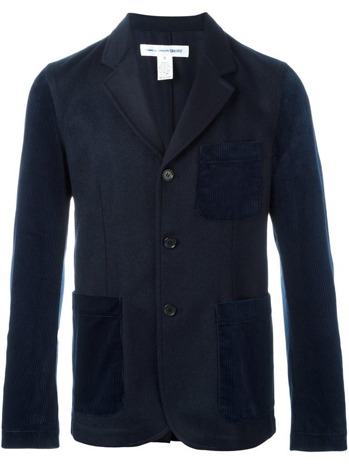 Comme Des Garçons Shirt Three Button Blazer, Men's, Size: Small, Blue, Cotton/wool