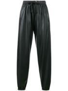 Natasha Zinko Faux Leather Slouched Drawstring Trousers - Black