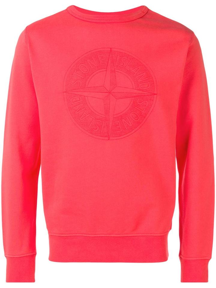 Stone Island Logo Print Sweatshirt - Red