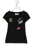 Moschino Kids Metallic Embroidered T-shirt, Girl's, Size: 10 Yrs, Black