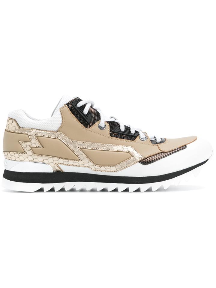 Les Hommes Ridged Lace Up Sneakers - Nude & Neutrals