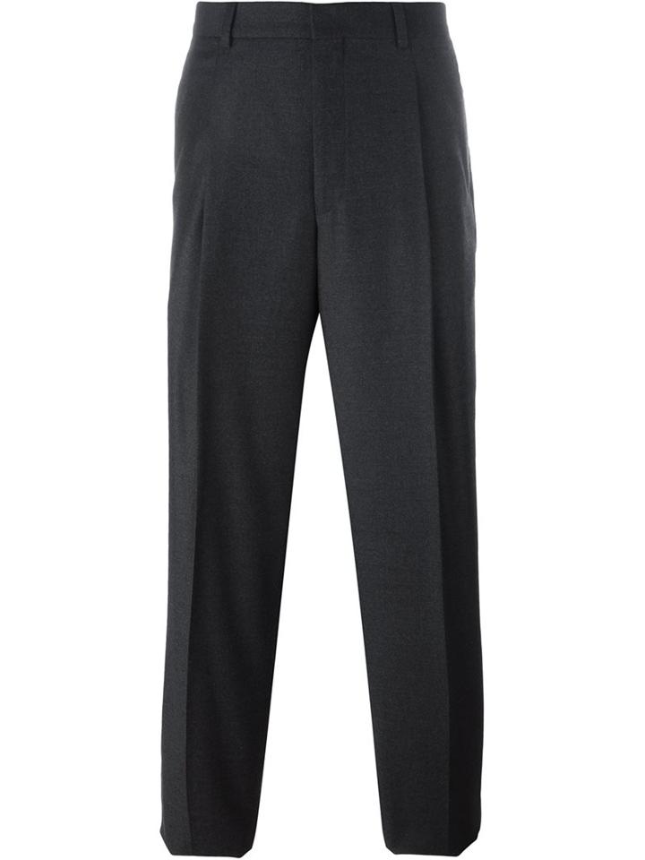 E. Tautz Pleated Trousers With Belt Loop, Men's, Size: 30, Grey, Silk/viscose/wool