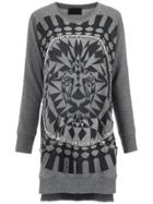 Andrea Bogosian Embellished Printed Sweater Dress - Grey