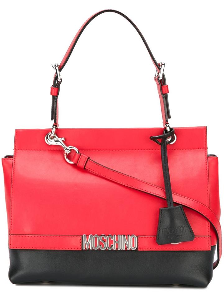 Moschino Logo Plaque Tote - Red