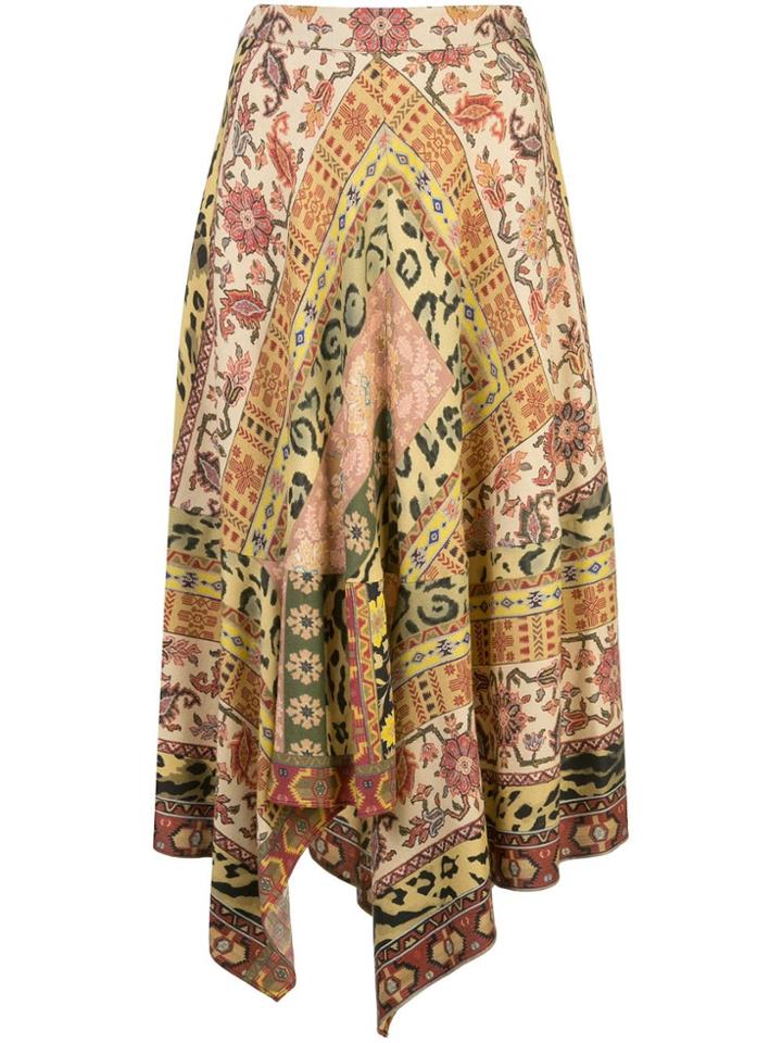 Etro Carpet-print Midi Skirt - Orange