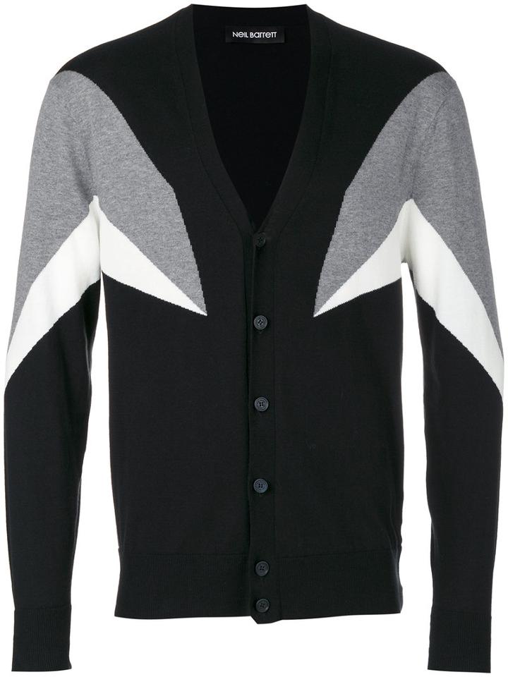 Neil Barrett - Intarsia Geometric Cardigan - Men - Cotton - M, Black, Cotton