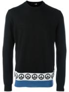 Love Moschino Peace Print Knit Sweater, Men's, Size: Large, Black, Virgin Wool