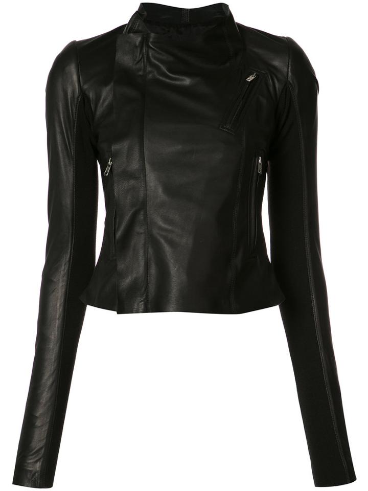 Rick Owens Zip Fitted Jacket, Women's, Size: 44, Black, Cupro/lamb Skin/virgin Wool