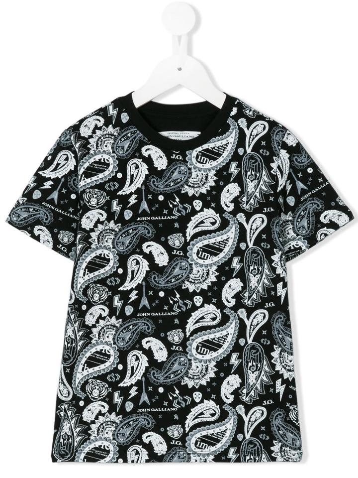 John Galliano Kids - Paisley Print T-shirt - Kids - Cotton - 4 Yrs, Black