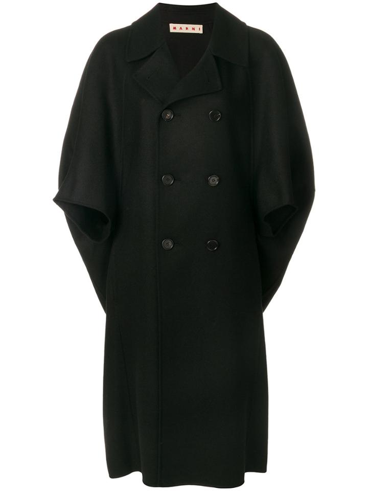 Marni Cape Sleeve Cocoon Coat - Black