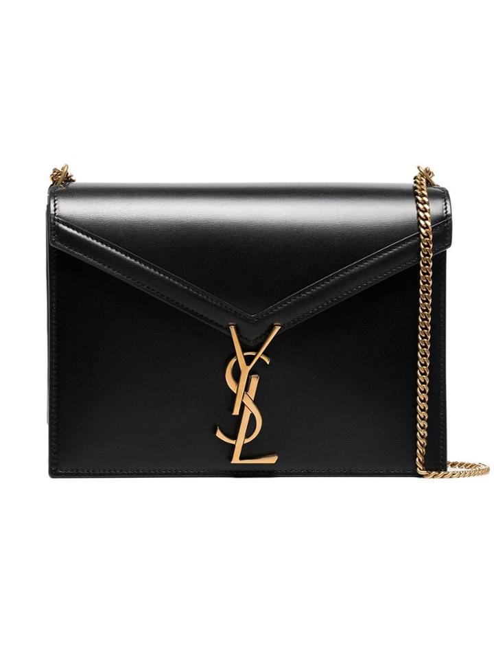 Saint Laurent Marceau Logo Clasp Leather Bag - Black