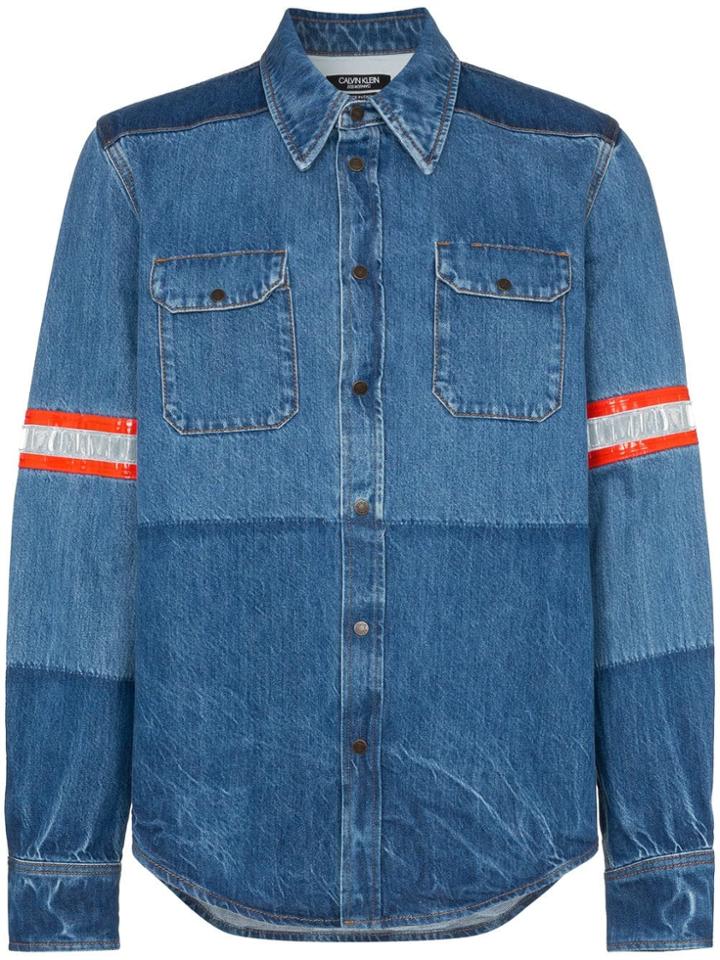 Calvin Klein 205w39nyc Reflective Patch Denim Shirt - Blue