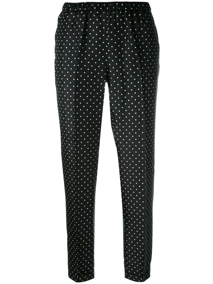 Alberto Biani - Polka Dot Print Trousers - Women - Silk - 46, Women's, Black, Silk