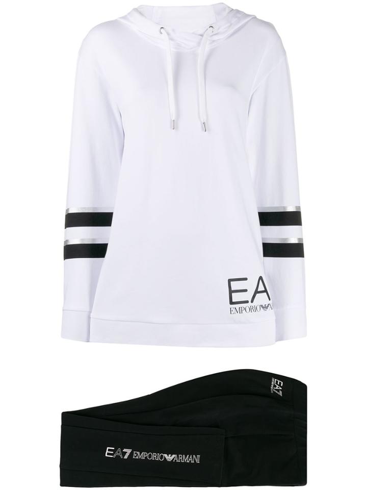 Ea7 Emporio Armani Two Tone Hoodie - White