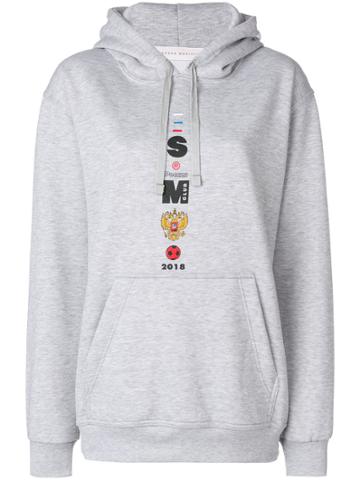 Sandra Mansour Front Embroidered Hoodie - Grey