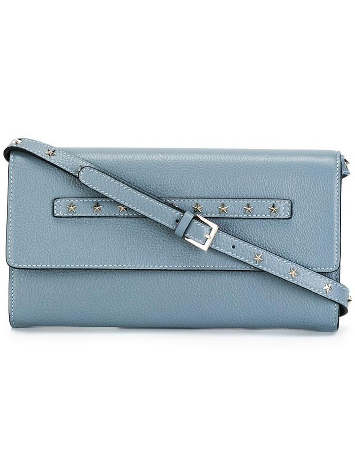 Red Valentino Studded Shoulder Bag, Women's, Blue, Calf Leather