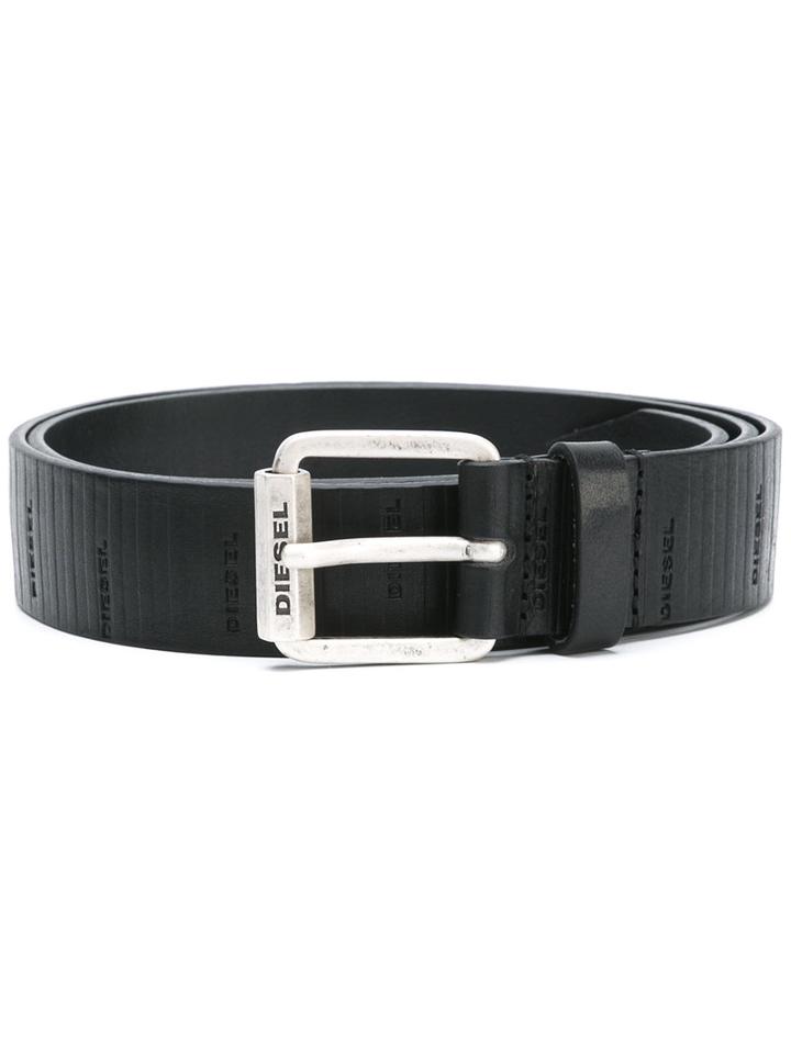 Diesel Round Belt, Men's, Size: 90, Black, Calf Leather